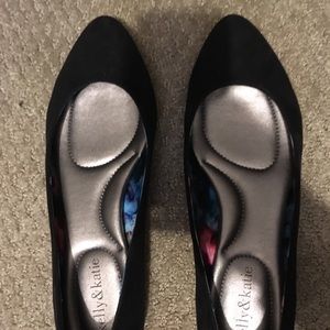 Black suede like flats by Kelly and Katie